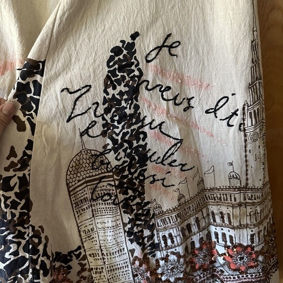 Basil & Maude Skirt Sz 2 Beaded Embroidered A-Line Beige Silver Collection Women - Picture 5 of 15